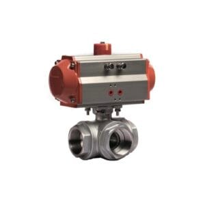 วาล์วหัวขับลม pneumatic actuator ball valve 3way screwed klqd