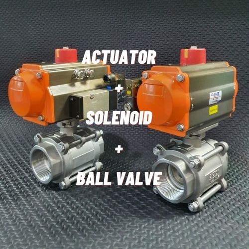 หัวขับลม pneumatic actuator with ball valve 3pc solenoid valve klqd2