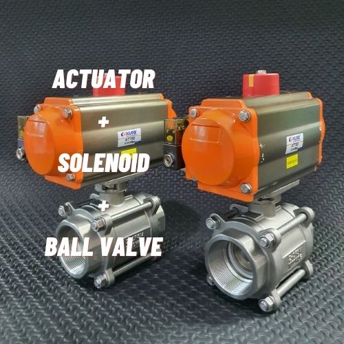 หัวขับลม pneumatic actuator with ball valve 3pc solenoid valve klqd3